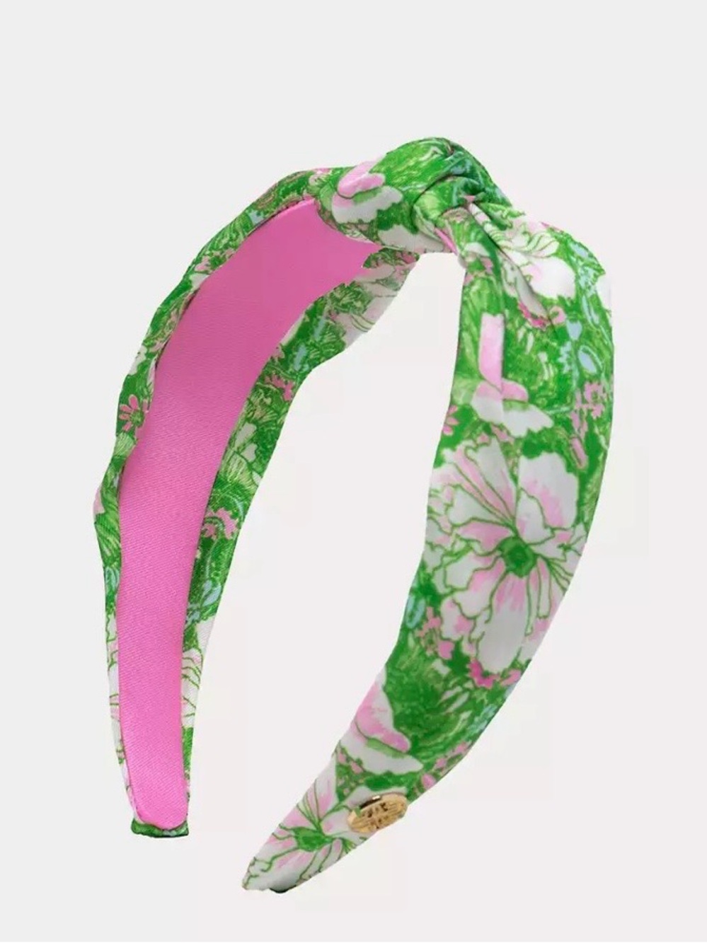 Lilly Pulitzer Green and Pink Floral Knotted Headband putting green poppy land